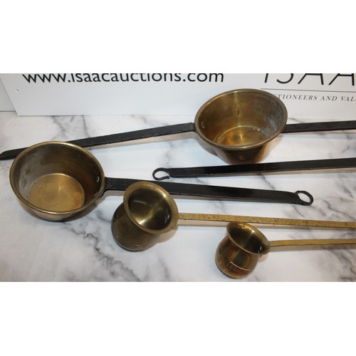 39 - Brass & Copper Large Ladles And Spoons Including A Rum And Brandy Spoon
Largest 55cm