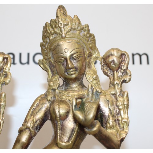 40 - A Pair Of Vintage Collectable Brass Goddess Tara Standing Statues H:30cm