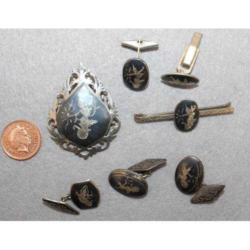 535 - Selection Of SIAM Silver Jewellery Items Inc- Brooch/Cuff Links/Clip