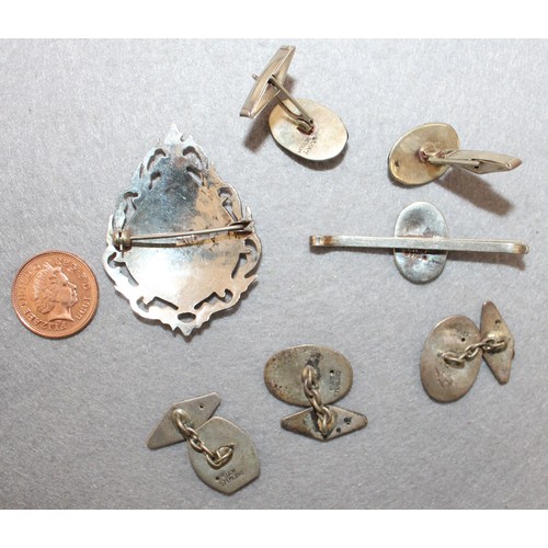 535 - Selection Of SIAM Silver Jewellery Items Inc- Brooch/Cuff Links/Clip