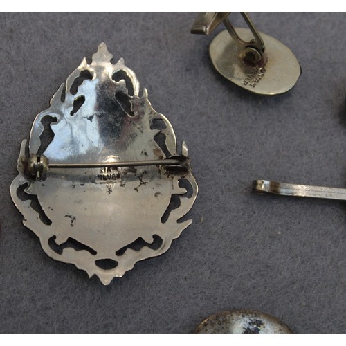 535 - Selection Of SIAM Silver Jewellery Items Inc- Brooch/Cuff Links/Clip