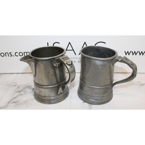 269 - 2 x Vintage Collectable Pewter Tankards H:15.5cm