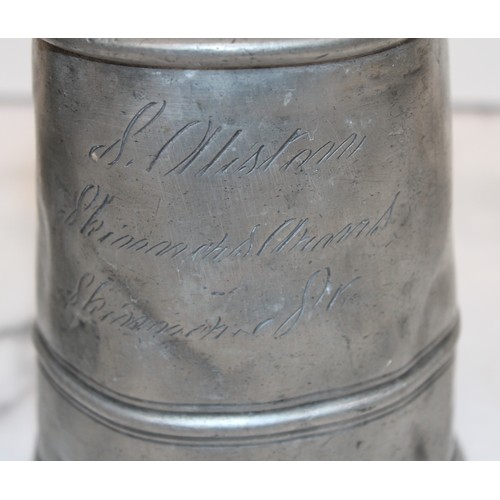 269 - 2 x Vintage Collectable Pewter Tankards H:15.5cm