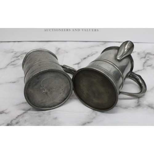 269 - 2 x Vintage Collectable Pewter Tankards H:15.5cm