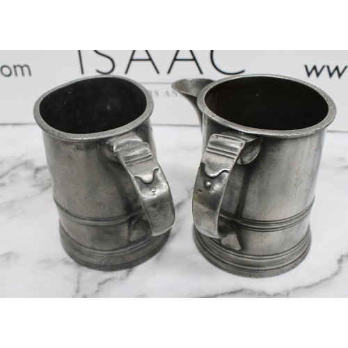 269 - 2 x Vintage Collectable Pewter Tankards H:15.5cm