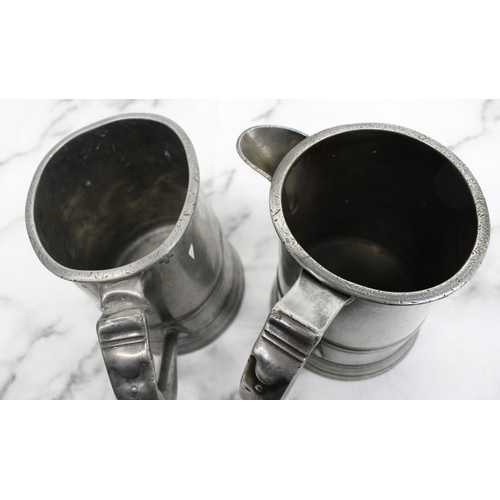 269 - 2 x Vintage Collectable Pewter Tankards H:15.5cm