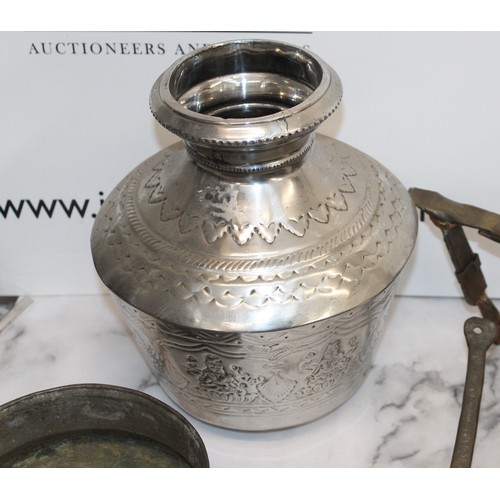 254 - A Selection Of Metal Items Including Tankards, Platter, Jugs And Other Items - ~All possibly Turkish... 