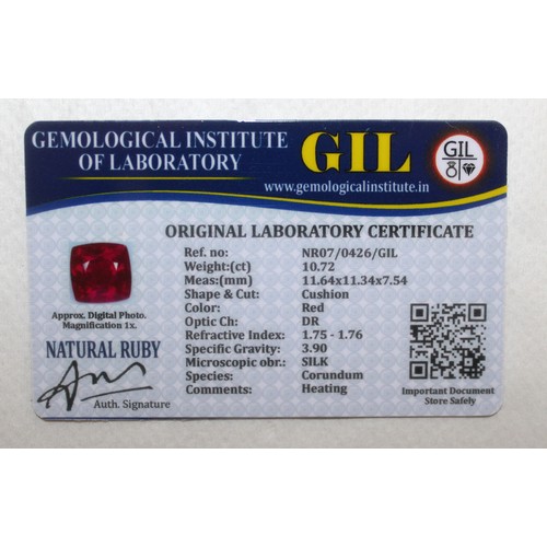 498 - 2 x GEMOLOGICAL INSTITUTE OF LABORATORY NATURAL TANZANITE & NATURAL RUBY With Original Laboratory Ce... 