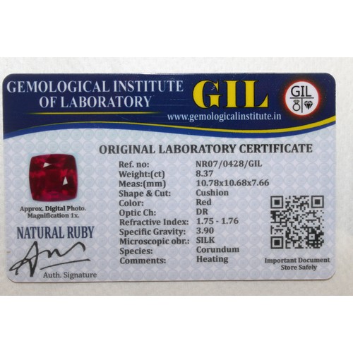 499 - 2 x GEMOLOGICAL INSTITUTE OF LABORATORY NATURAL TANZANITE & NATURAL RUBY With Original Laboratory Ce... 