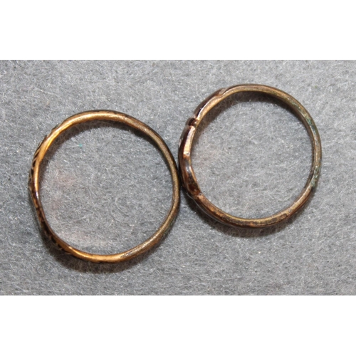 616 - Stamped Rolled Gold Two Small Childs Rings Size D & E Weight 1.73