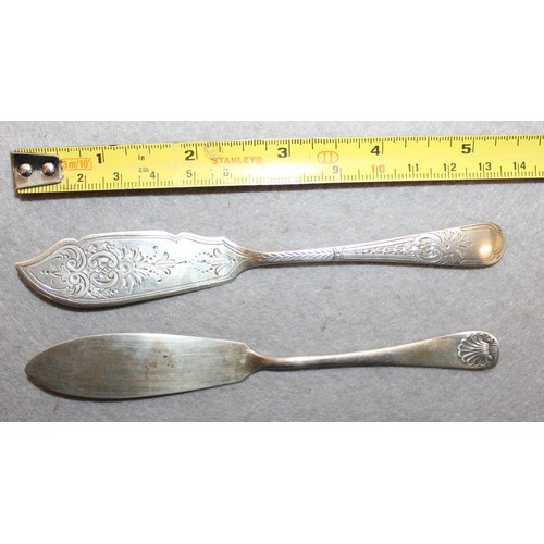 563 - Two Silver Hallmarked Butter Knifes One Stamped CB&S One Stamped  WSS