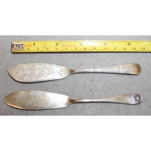 563 - Two Silver Hallmarked Butter Knifes One Stamped CB&S One Stamped  WSS