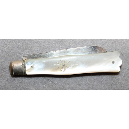 567 - Silver Hallmarked Mother Of Pearl Handled Pen Knife