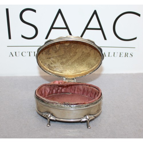 573 - Antique Silver Hallmarked Oval Trinket/Jewellery Box