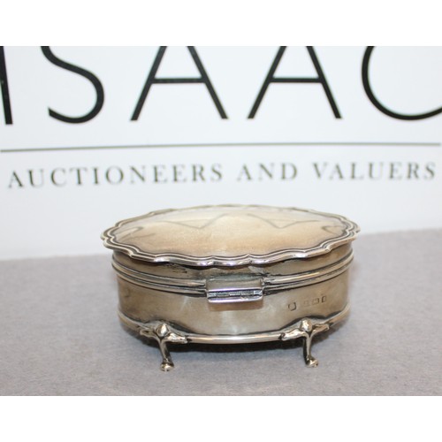 573 - Antique Silver Hallmarked Oval Trinket/Jewellery Box