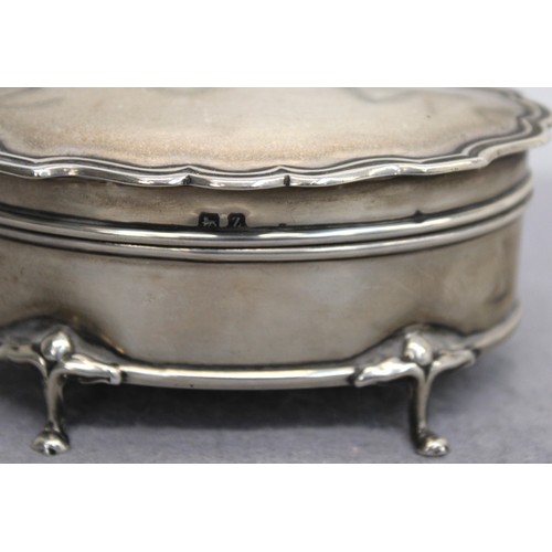 573 - Antique Silver Hallmarked Oval Trinket/Jewellery Box