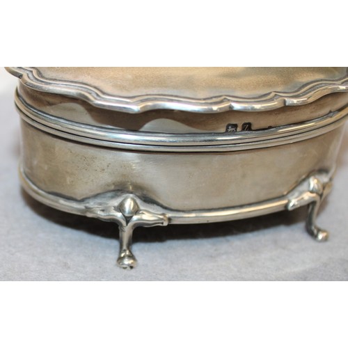 573 - Antique Silver Hallmarked Oval Trinket/Jewellery Box