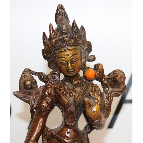 16 - A Collectable Brass Indian Goddess Statue H:16cm