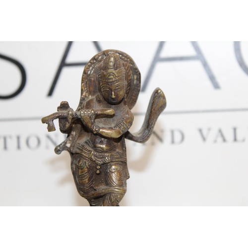 17 - A Collectable Brass Krishna Statue H:10.5cm