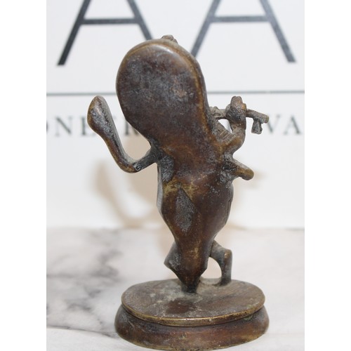 17 - A Collectable Brass Krishna Statue H:10.5cm