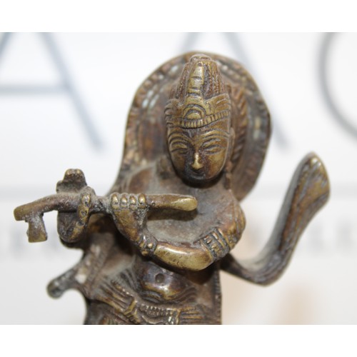 17 - A Collectable Brass Krishna Statue H:10.5cm