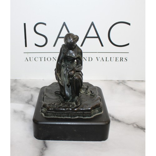 33 - A Collectable Statue Of A Bronzed Lady Writing H:15cm