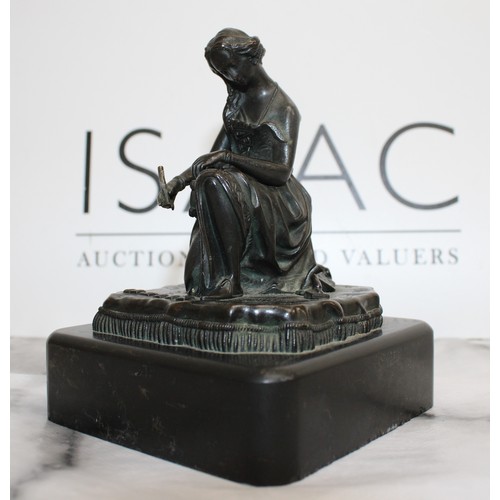 33 - A Collectable Statue Of A Bronzed Lady Writing H:15cm