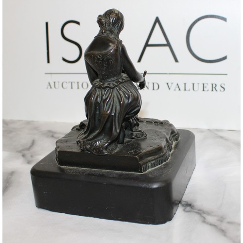 33 - A Collectable Statue Of A Bronzed Lady Writing H:15cm