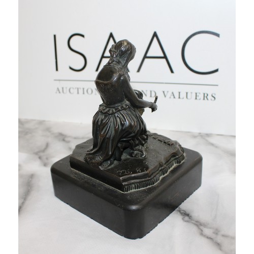 33 - A Collectable Statue Of A Bronzed Lady Writing H:15cm