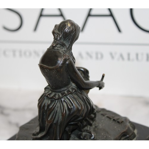 33 - A Collectable Statue Of A Bronzed Lady Writing H:15cm