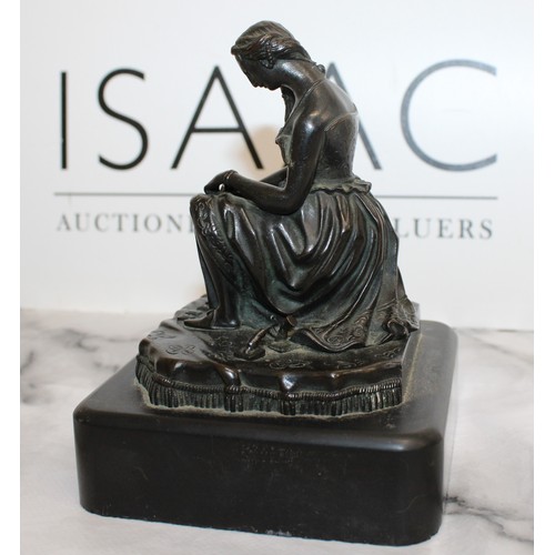 33 - A Collectable Statue Of A Bronzed Lady Writing H:15cm