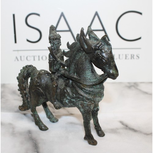 19 - A Collectable Bronzed Warrior On Horseback H:13.5cm