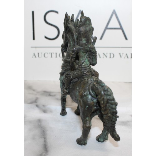 19 - A Collectable Bronzed Warrior On Horseback H:13.5cm