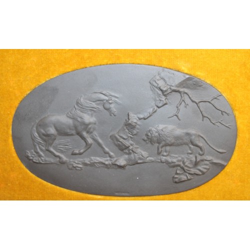 113 - A Collectable Boxed Wedgwood 225th Anniversary 1759-1984 The Frightened Horse Plaque In Black Basalt... 