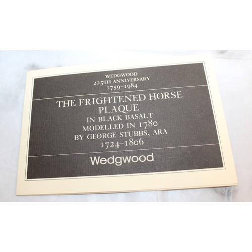 113 - A Collectable Boxed Wedgwood 225th Anniversary 1759-1984 The Frightened Horse Plaque In Black Basalt... 