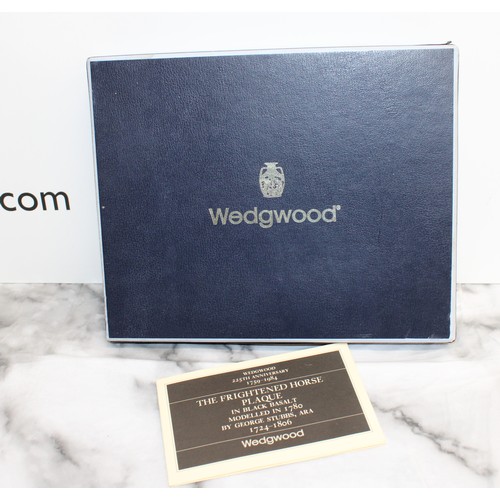 113 - A Collectable Boxed Wedgwood 225th Anniversary 1759-1984 The Frightened Horse Plaque In Black Basalt... 