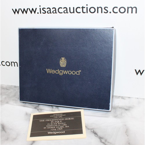 113 - A Collectable Boxed Wedgwood 225th Anniversary 1759-1984 The Frightened Horse Plaque In Black Basalt... 