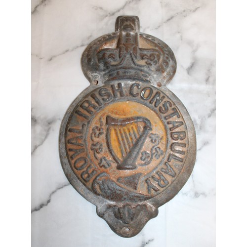 115 - Large Cast Metal Royal Irish Constabulary Plaque - 37cm Tall