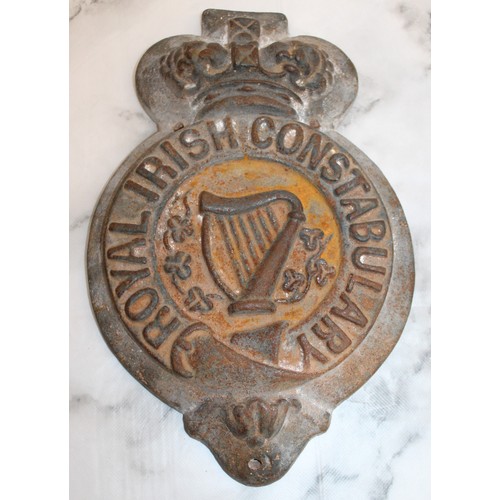 116 - Large Cast Metal Royal Irish Constabulary Plaque - 37cm Tall