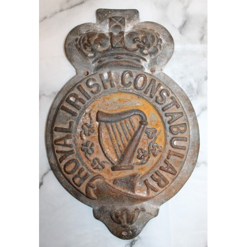 116 - Large Cast Metal Royal Irish Constabulary Plaque - 37cm Tall