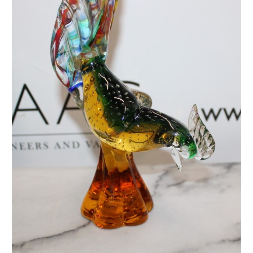 222 - Two Murano Glass Pheasants Slight Damage To One Tail As Shown In Pictures Height 34.5cm COLLECTION O... 