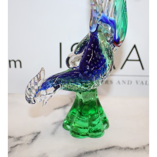 222 - Two Murano Glass Pheasants Slight Damage To One Tail As Shown In Pictures Height 34.5cm COLLECTION O... 