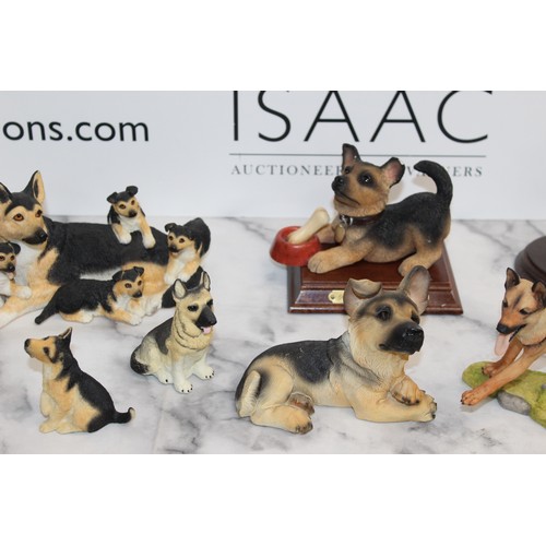 128 - A Collection Of German Shepard Figures Various Conditions
Length Of Largest 21cm 
COLLECTION ONLY