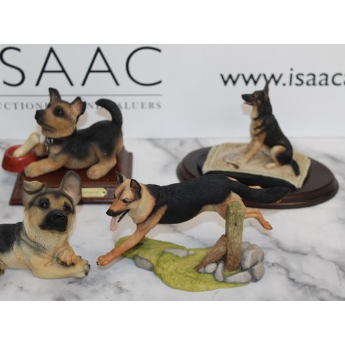 128 - A Collection Of German Shepard Figures Various Conditions
Length Of Largest 21cm 
COLLECTION ONLY