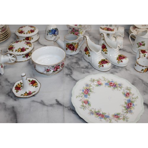 216 - A Quantity Of, Cottage Rose, Derby Posies And Royal Albert items