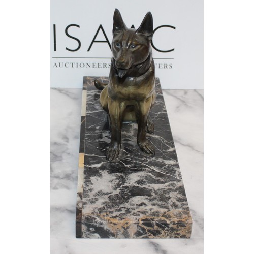 35 - Art Deco German Shepard On Marble Plinth Artist L Roachard
Measurements 41cm x 26cm