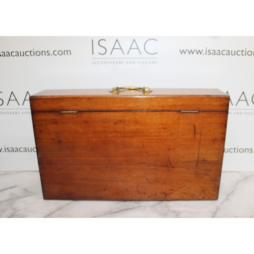 207 - Wooden Instrument Case With Inscription Dated 1877, Includes Working Key.

Case Measures 55cm x 33cm