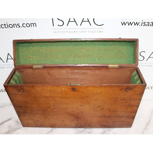 207 - Wooden Instrument Case With Inscription Dated 1877, Includes Working Key.

Case Measures 55cm x 33cm