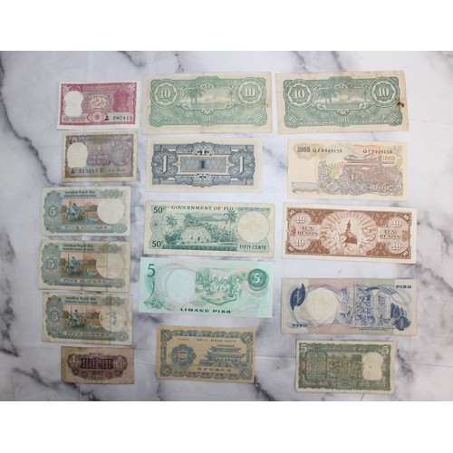 363 - A Selection Of Collectable Bank Notes Inc: Japan, India, And Fiji Etc