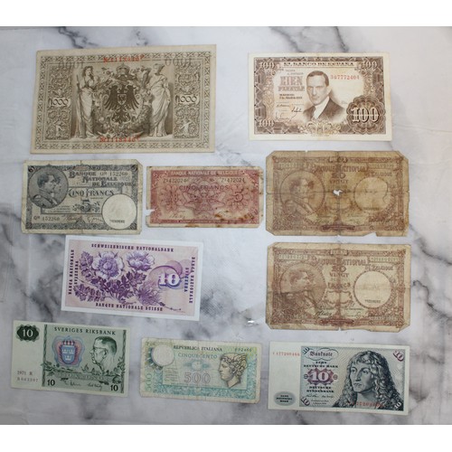 364 - A Selection Of Collectable Bank Notes Inc: German, Belgium, Italian Etc